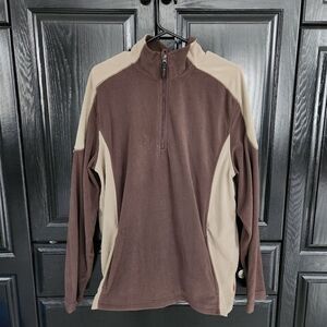 Men's Brown and Tan Sweater Quarter zip